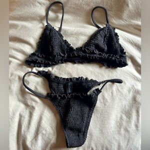 Indah two piece bathing suit, black, size small top and medium bottom